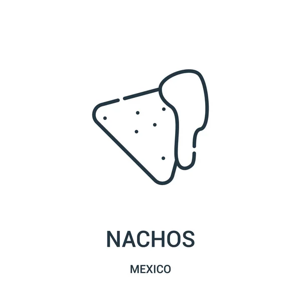 Nachos pictogram vector uit mexico collectie. Dunne lijn nachos schetsen pictogram vectorillustratie. — Stockvector