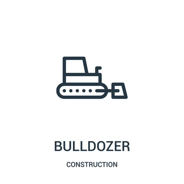 Vettore icona bulldozer dalla collezione di costruzione. Linea sottile bulldozer contorno icona vettoriale illustrazione . — Vettoriale Stock