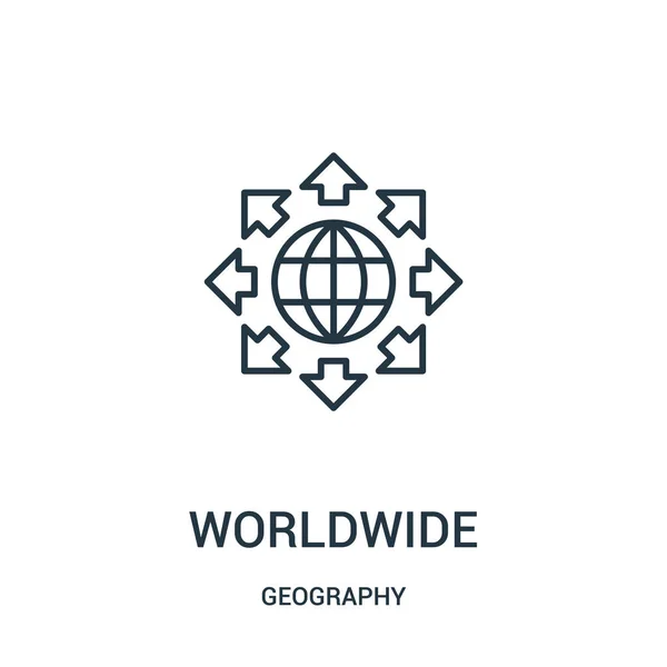 Icône mondiale vecteur de la collection de géographie. Illustration vectorielle d'icône de contour mince dans le monde entier . — Image vectorielle