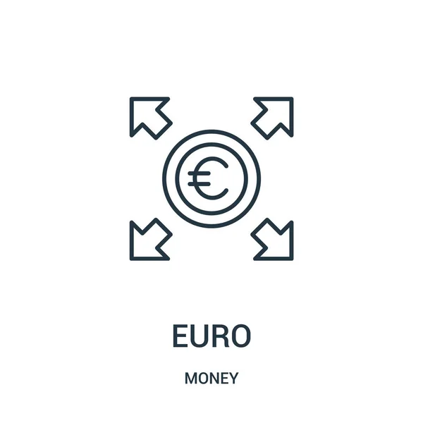 Euro simgesi vektör para koleksiyonundan. İnce çizgi euro anahat simgesini vektör çizim. — Stok Vektör