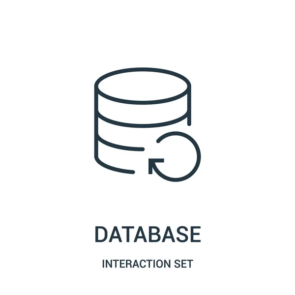 Database icon vector from interaction set collection. Illustration vectorielle d'icône de contour de base de données . — Image vectorielle