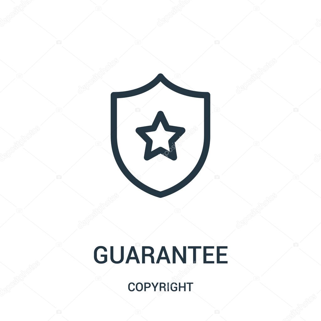 guarantee icon vector from copyright collection. Thin line guarantee outline icon vector illustration.