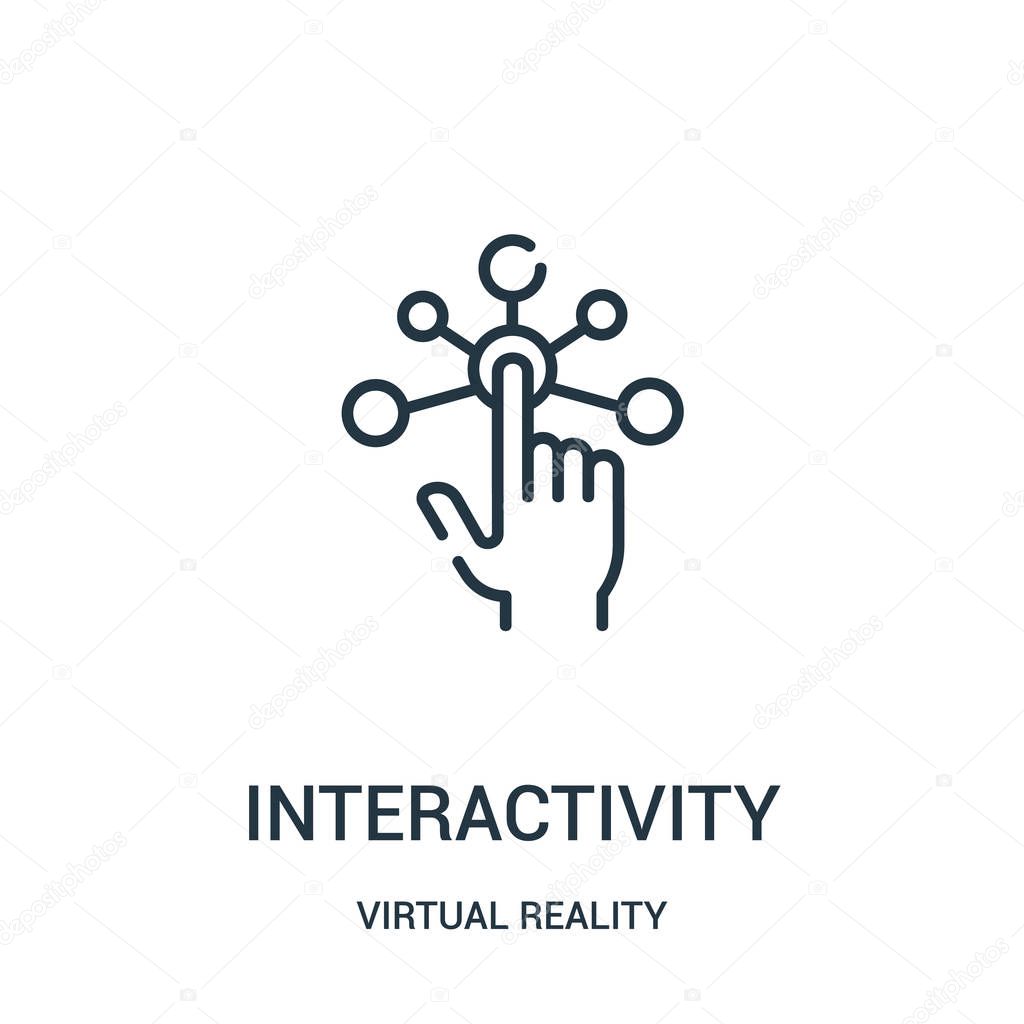 Interactivity icon vector from virtual reality collection. Thin line interactivity outline icon vector illustration. Linear symbol for use on web and mobile apps, logo, print media.