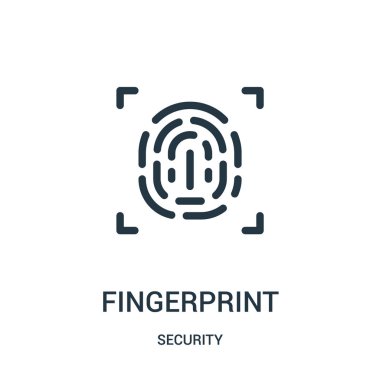 parmak izi simge vektör güvenlik koleksiyonundan. İnce çizgi parmak izi anahat simgesini vektör çizim.