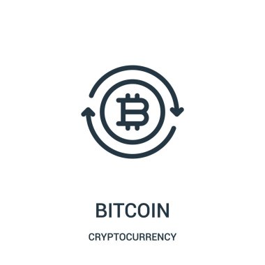 bitcoin simge vektör cryptocurrency koleksiyonundan. İnce çizgi bitcoin anahat simgesini vektör çizim.