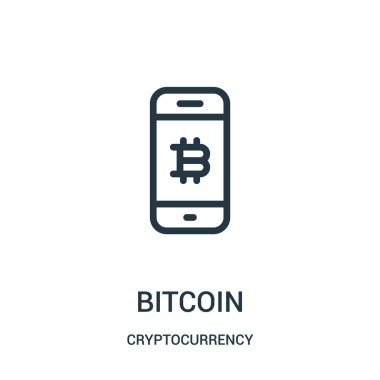 bitcoin simge vektör cryptocurrency koleksiyonundan. İnce çizgi bitcoin anahat simgesini vektör çizim.