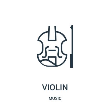 Keman simge vektör müzik koleksiyonundan. İnce çizgi keman anahat simgesini vektör çizim.