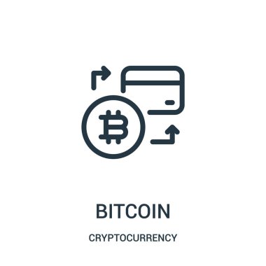 bitcoin simge vektör cryptocurrency koleksiyonundan. İnce çizgi bitcoin anahat simgesini vektör çizim.