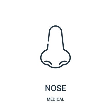 simge vektör tıbbi koleksiyonundan burun. İnce çizgi burun anahat simgesini vektör çizim.