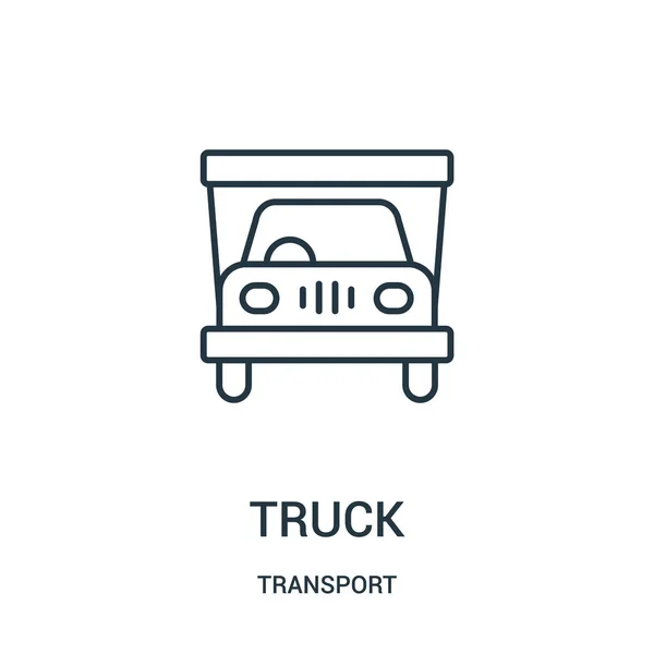 Vector icono de camión de recogida de transporte. Línea delgada camión esquema icono vector ilustración . — Archivo Imágenes Vectoriales