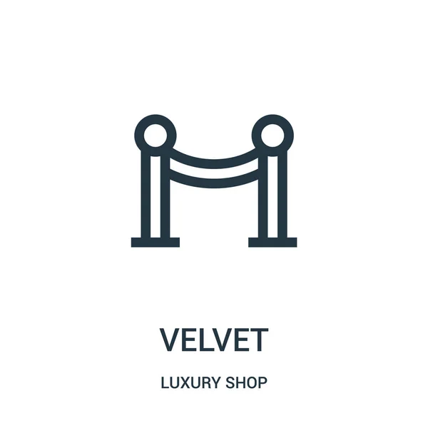 Vector icono de terciopelo de colección tienda de lujo. Línea delgada terciopelo contorno icono vector ilustración . — Vector de stock