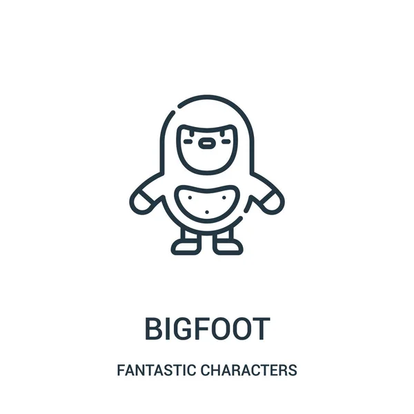 Bigfoot pictogram vector van fantastische characters-collectie. Dunne lijn bigfoot overzicht pictogram vectorillustratie. — Stockvector