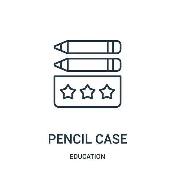 Crayon cas icône vecteur de la collection de l'éducation. Illustration vectorielle d'icône de contour de cas de crayon de ligne mince . — Image vectorielle