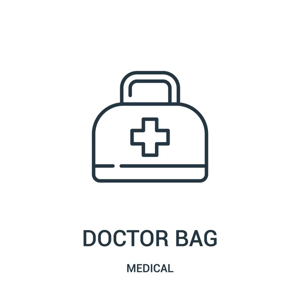 Doktor çantası simge vektör tıbbi koleksiyonundan. İnce çizgi doktor çantası anahat simgesini vektör çizim. — Stok Vektör