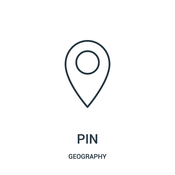 Pin icône vecteur de la collection de géographie. Illustration vectorielle d'icône de contour de broche fine . — Image vectorielle