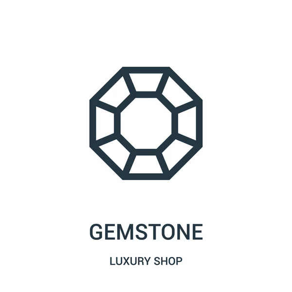 Vector icono de piedra preciosa de la colección de tiendas de lujo. Línea delgada esbozo de piedra preciosa icono vector ilustración . — Vector de stock