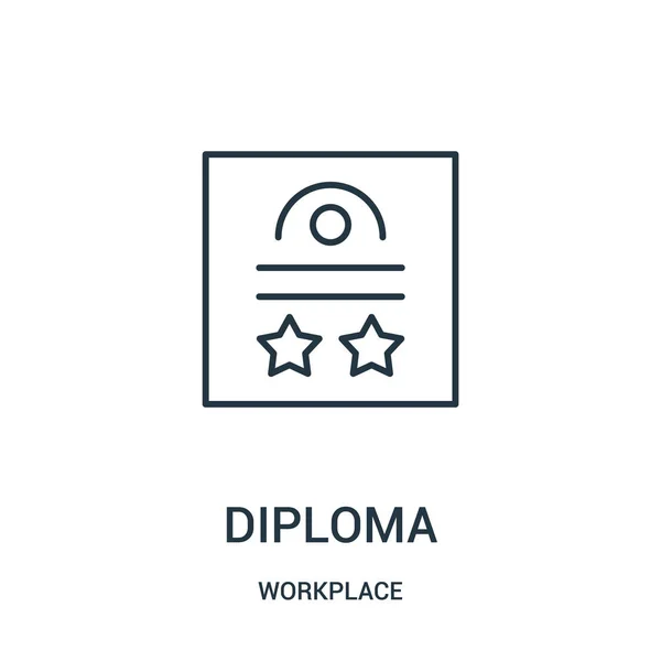 Diploma vector icono de la colección del lugar de trabajo. Diploma de línea delgada esquema icono vector ilustración . — Vector de stock