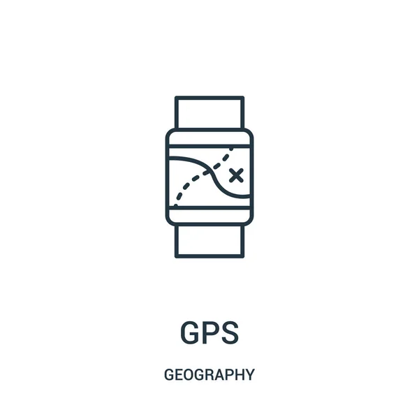 Gps icône vecteur de la collection de géographie. Illustration vectorielle d'icône de contour de GPS de ligne mince . — Image vectorielle