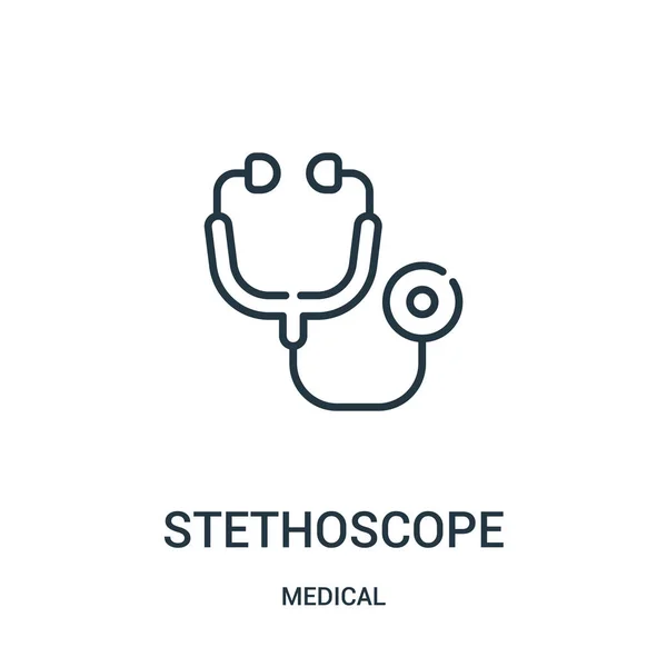 Estetoscopio vector icono de la colección médica. Línea delgada estetoscopio esquema icono vector ilustración . — Vector de stock