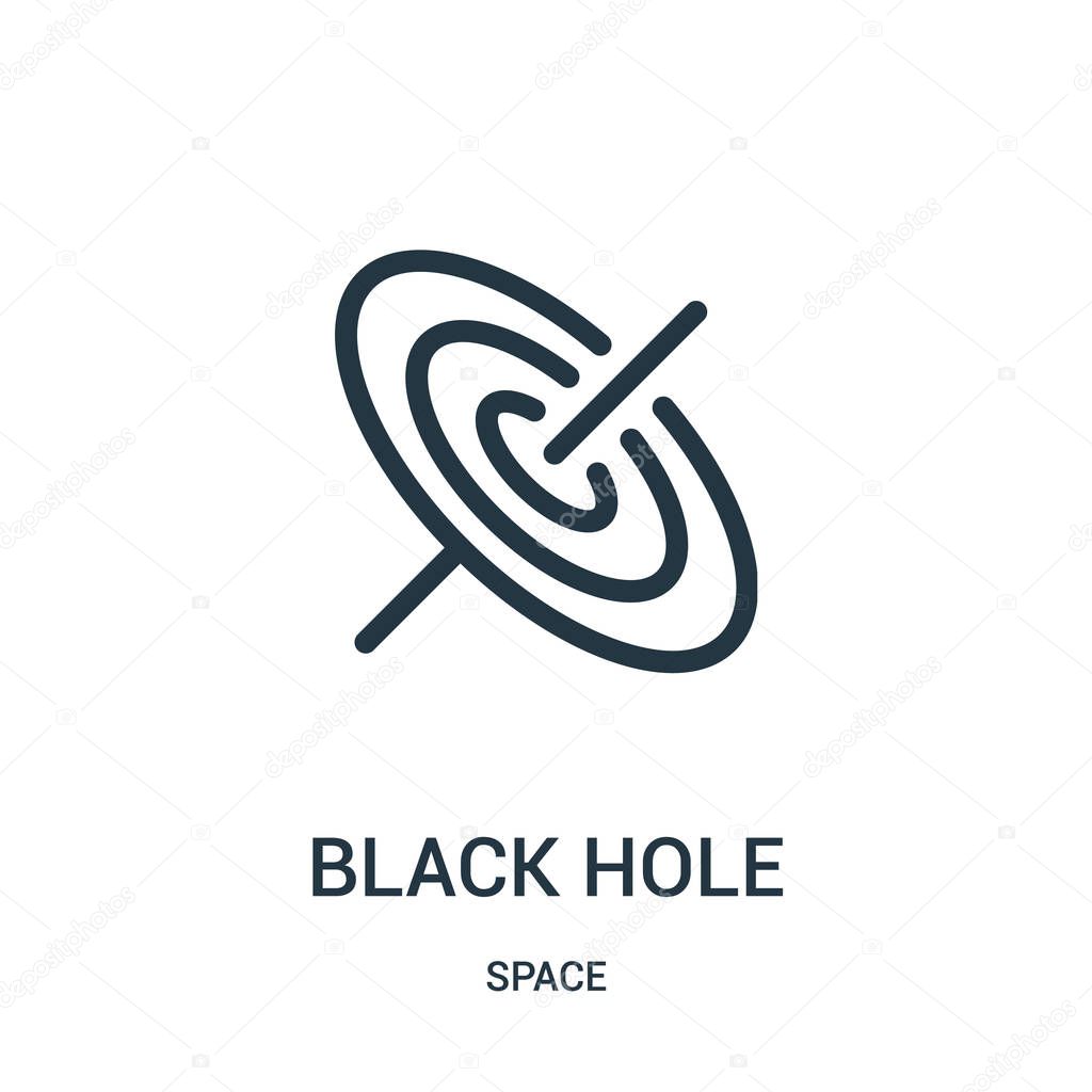 Black hole icon vector from space collection. Thin line black hole outline icon vector illustration. Linear symbol for use on web and mobile apps, logo, print media.