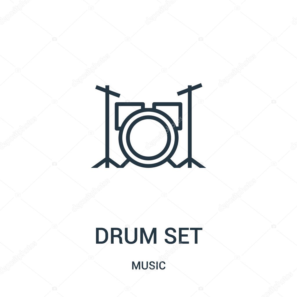 drum set icon vector from music collection. Thin line drum set outline icon vector illustration.