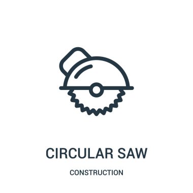 Daire testere simge vektör inşaat koleksiyonundan. İnce çizgi daire testere anahat simgesini vektör çizim.