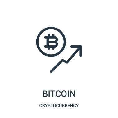 bitcoin simge vektör cryptocurrency koleksiyonundan. İnce çizgi bitcoin anahat simgesini vektör çizim.