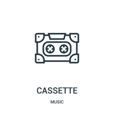 Kaset simge vektör müzik koleksiyonundan. İnce çizgi kaset anahat simgesini vektör çizim.