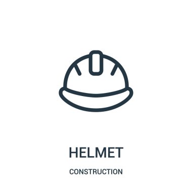 kask simge vektör inşaat koleksiyonundan. İnce çizgi kask anahat simgesini vektör çizim.