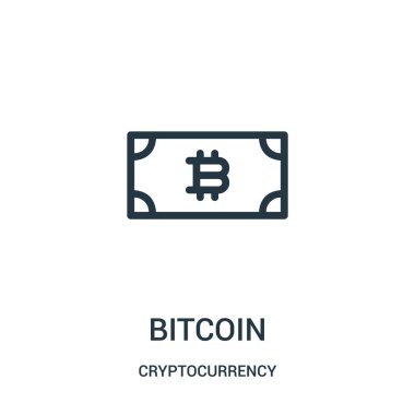 bitcoin simge vektör cryptocurrency koleksiyonundan. İnce çizgi bitcoin anahat simgesini vektör çizim.