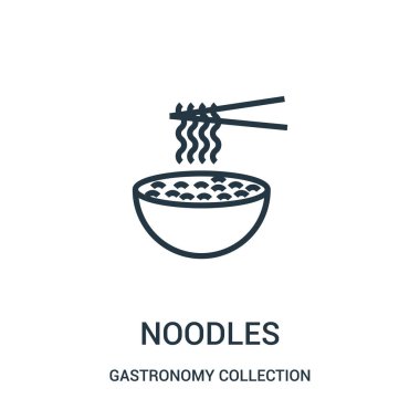 erişte simge vektör Gastronomi koleksiyon koleksiyon. İnce çizgi erişte simge vektör çizim anahat.