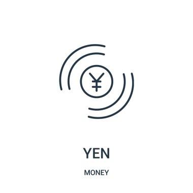 Yen simge vektör para koleksiyonundan. İnce çizgi yen simge vektör çizim anahat.