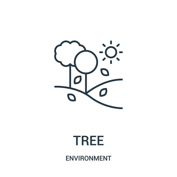 Árvore vetor ícone da coleção de ambiente. Linha fina árvore esboço ícone vetor ilustração . — Vetor de Stock