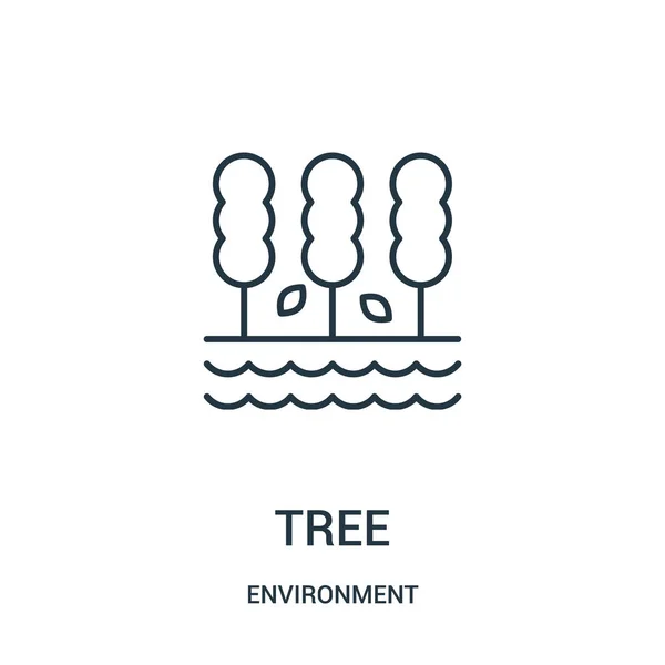 Árbol icono vector de la colección de entorno. Árbol de línea delgada icono icono ilustración . — Archivo Imágenes Vectoriales