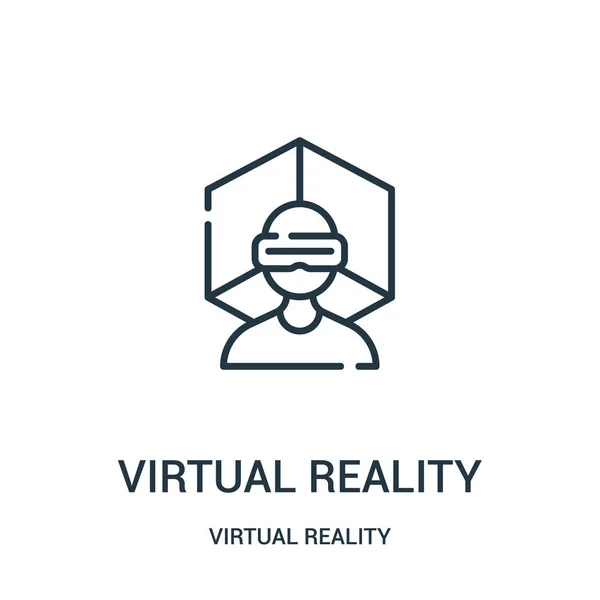 Vector icono de realidad virtual de la colección de realidad virtual. Icono delgada línea de contorno de realidad virtual icono ilustración . — Vector de stock