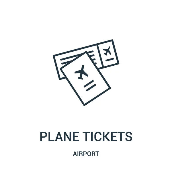 Bilhete de avião ícone vetor da coleção do aeroporto. Linha fina bilhetes de avião esboço ícone vetor ilustração . —  Vetores de Stock