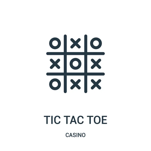 Tic tac vetor do ícone do dedo do pé da coleção casino. Thin line tic tac toe esboço ícone vetor ilustração . — Vetor de Stock