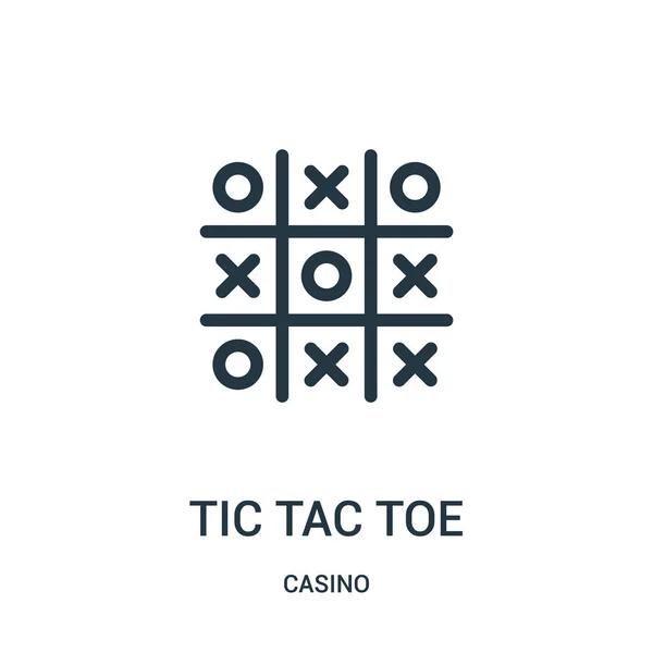 Tic tac toe vettore icona dalla collezione di casinò. Linea sottile tic tac toe contorno icona vettoriale illustrazione . — Vettoriale Stock