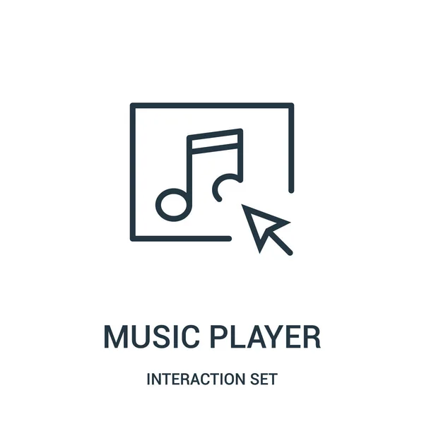 音乐播放器图标向量从交互集集合。细线音乐播放器轮廓图标矢量插图. — 图库矢量图片
