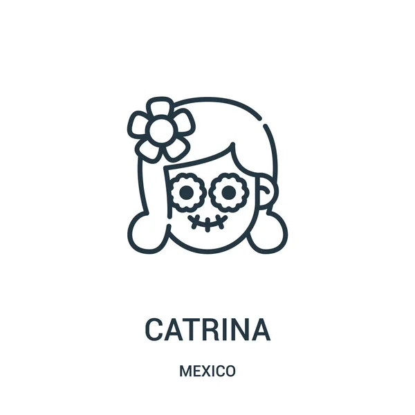 Catrina vector icono de la colección de México. Línea delgada catrina esquema icono vector ilustración . — Archivo Imágenes Vectoriales