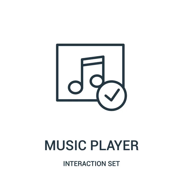 音乐播放器图标向量从交互集集合。细线音乐播放器轮廓图标矢量插图. — 图库矢量图片