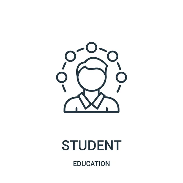 Estudiante vector icono de la colección de educación. Línea delgada estudiante esquema icono vector ilustración . — Vector de stock