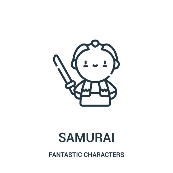 Samurai pictogram vector van fantastische characters-collectie. Dunne lijn samurai schetsen pictogram vectorillustratie. — Stockvector