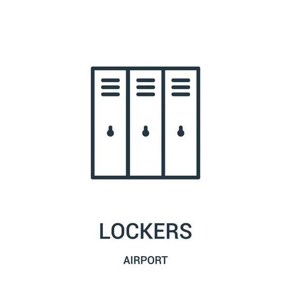 Casiers icône vecteur de la collection de l'aéroport. Illustration vectorielle d'icône de contour de casiers de ligne mince . — Image vectorielle