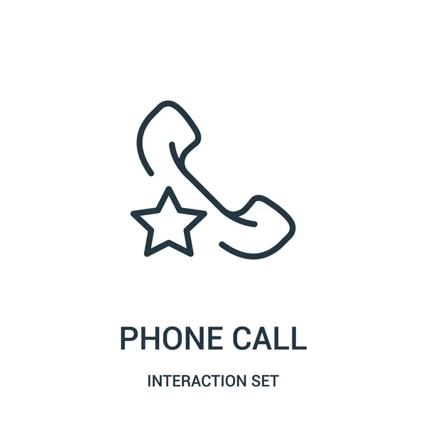 Phone call icon vector from interaction set collection. Thin line phone call outline icon vector illustration. — Stock Vector