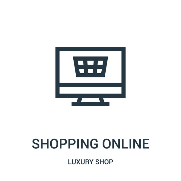 Vetor ícone de compras on-line da coleção loja de luxo. Linha fina compras on-line esboço ícone vetor ilustração . — Vetor de Stock