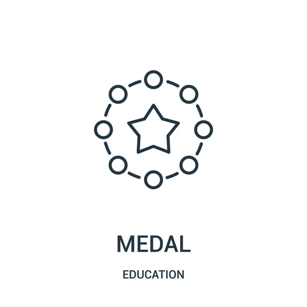 Vector de icono de medalla de la colección de educación. Línea delgada medalla contorno icono vector ilustración . — Vector de stock