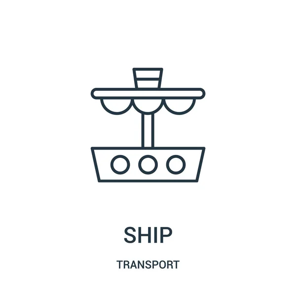Vector icono de la nave de recogida de transporte. Icono delgada línea nave contorno icono ilustración . — Vector de stock