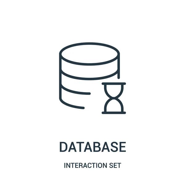 Database icon vector from interaction set collection. Illustration vectorielle d'icône de contour de base de données . — Image vectorielle