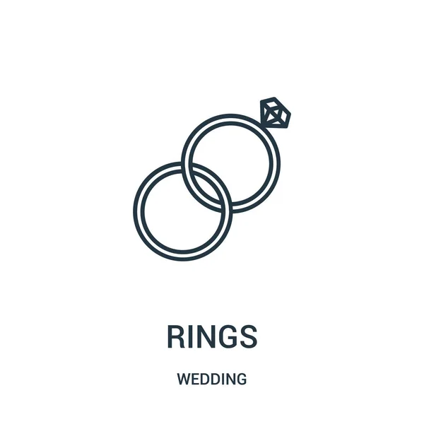 Anillos vector icono de la colección de la boda. Línea delgada anillos contorno icono vector ilustración . — Archivo Imágenes Vectoriales